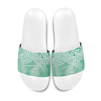 Aotearoa Maori Koru Curves Slide Sandals Silver Ferns - Mint