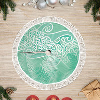 Aotearoa Maori Koru Curves Tree Skirt Silver Ferns - Mint LT7 Fringed Mint Green - Polynesian Pride