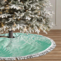 Aotearoa Maori Koru Curves Tree Skirt Silver Ferns - Mint LT7 - Polynesian Pride