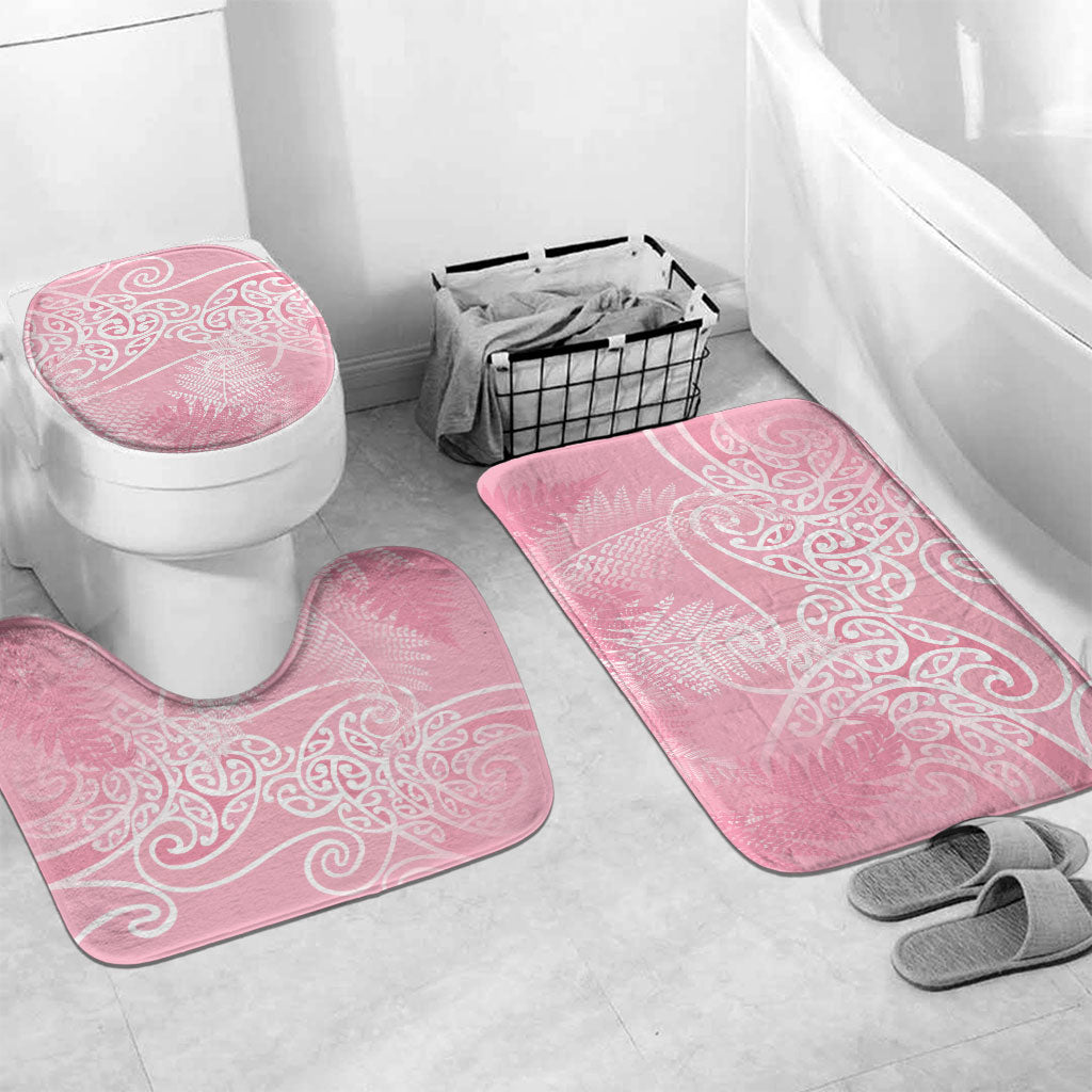 Aotearoa Maori Koru Curves Bathroom Set Silver Ferns - Rose Pink