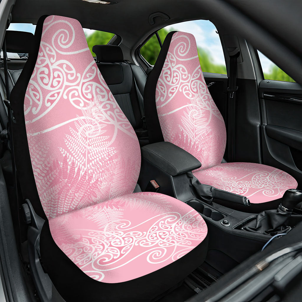 Aotearoa Maori Koru Curves Car Seat Cover Silver Ferns - Rose Pink