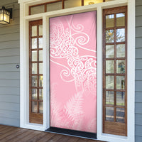 Aotearoa Maori Koru Curves Door Cover Silver Ferns - Rose Pink LT7 - Polynesian Pride