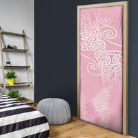 Aotearoa Maori Koru Curves Door Cover Silver Ferns - Rose Pink LT7 - Polynesian Pride