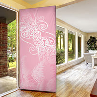 Aotearoa Maori Koru Curves Door Cover Silver Ferns - Rose Pink LT7 - Polynesian Pride