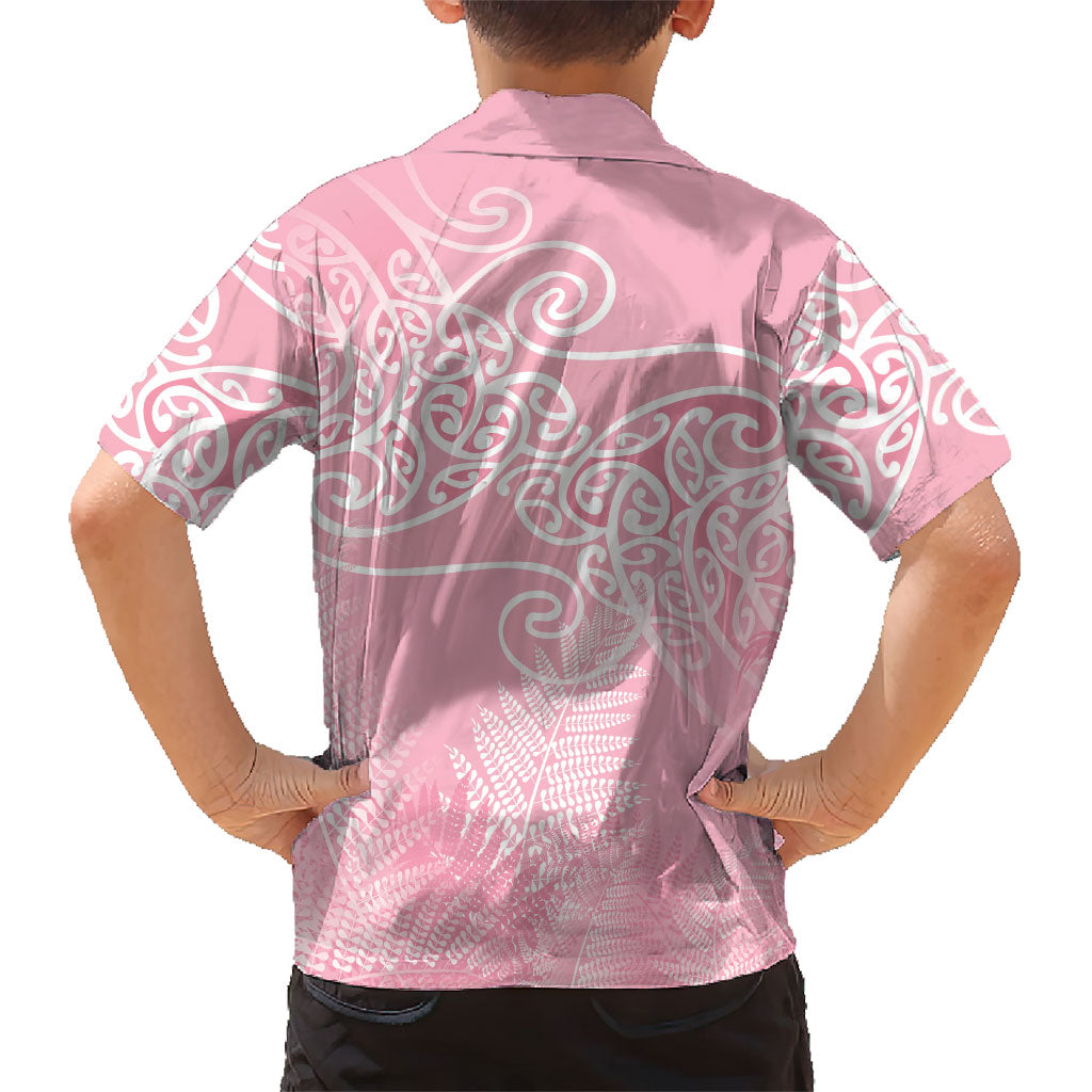 Aotearoa Maori Koru Curves Family Matching Puletasi and Hawaiian Shirt Silver Ferns - Rose Pink LT7 - Polynesian Pride