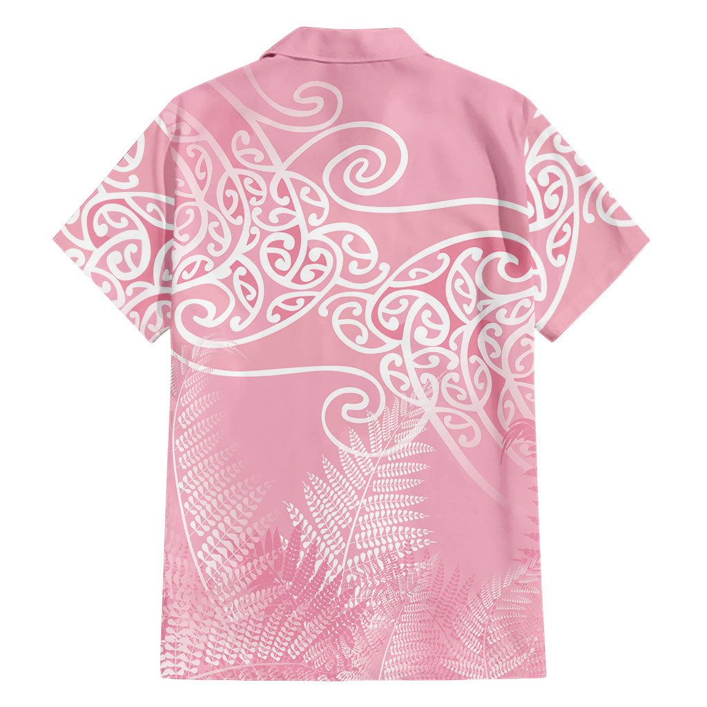 Aotearoa Maori Koru Curves Family Matching Puletasi and Hawaiian Shirt Silver Ferns - Rose Pink LT7 - Polynesian Pride