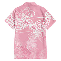 Aotearoa Maori Koru Curves Family Matching Tank Maxi Dress and Hawaiian Shirt Silver Ferns - Rose Pink LT7 - Polynesian Pride