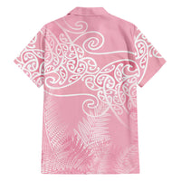 Aotearoa Maori Koru Curves Hawaiian Shirt Silver Ferns - Rose Pink