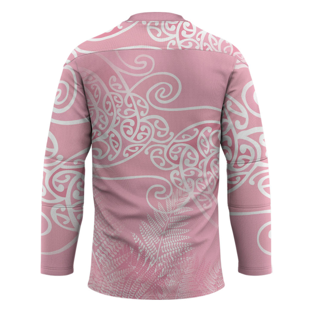 Aotearoa Maori Koru Curves Hockey Jersey Silver Ferns - Rose Pink LT7 - Polynesian Pride