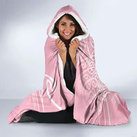 Aotearoa Maori Koru Curves Hooded Blanket Silver Ferns - Rose Pink