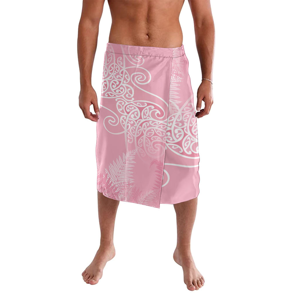 Aotearoa Maori Koru Curves Lavalava Silver Ferns - Rose Pink