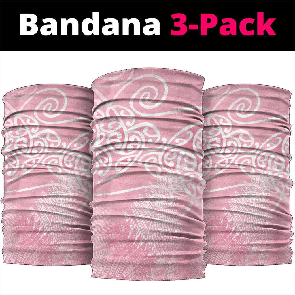 Aotearoa Maori Koru Curves Neck Gaiter Silver Ferns - Rose Pink