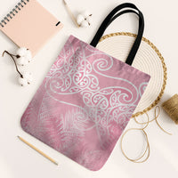Aotearoa Maori Koru Curves Tote Bag Silver Ferns - Rose Pink