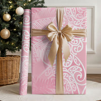 Aotearoa Maori Koru Curves Wrapping Paper Silver Ferns - Rose Pink