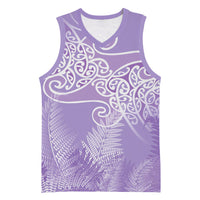 Aotearoa Maori Koru Curves Basketball Jersey Silver Ferns - Amethyst