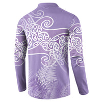 Aotearoa Maori Koru Curves Button Sweatshirt Silver Ferns - Amethyst