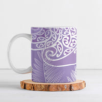 Aotearoa Maori Koru Curves Ceramic Mug Silver Ferns - Amethyst