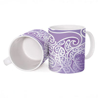 Aotearoa Maori Koru Curves Ceramic Mug Silver Ferns - Amethyst