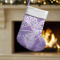 Aotearoa Maori Koru Curves Christmas Stocking Silver Ferns - Amethyst LT7 Set of 2 Purple - Polynesian Pride