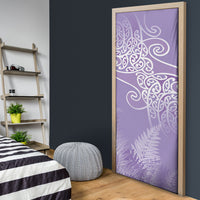 Aotearoa Maori Koru Curves Door Cover Silver Ferns - Amethyst