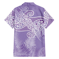 Aotearoa Maori Koru Curves Family Matching Puletasi and Hawaiian Shirt Silver Ferns - Amethyst LT7 - Polynesian Pride