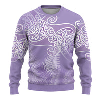 Aotearoa Maori Koru Curves Ugly Christmas Sweater Silver Ferns - Amethyst LT7 - Polynesian Pride