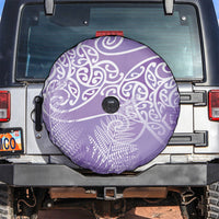 Aotearoa Maori Koru Curves Spare Tire Cover Silver Ferns - Amethyst LT7 Purple - Polynesian Pride
