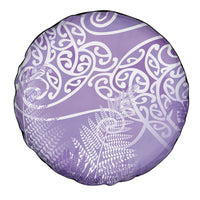 Aotearoa Maori Koru Curves Spare Tire Cover Silver Ferns - Amethyst LT7 - Polynesian Pride
