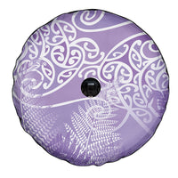 Aotearoa Maori Koru Curves Spare Tire Cover Silver Ferns - Amethyst LT7 - Polynesian Pride