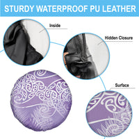 Aotearoa Maori Koru Curves Spare Tire Cover Silver Ferns - Amethyst LT7 - Polynesian Pride