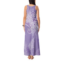 Aotearoa Maori Koru Curves Tank Maxi Dress Silver Ferns - Amethyst