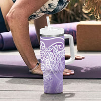 Aotearoa Maori Koru Curves Tumbler With Handle Silver Ferns - Amethyst