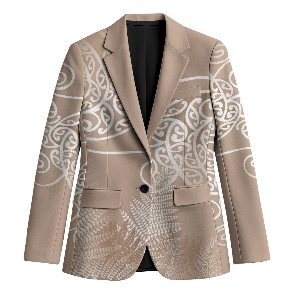 Aotearoa Maori Koru Curves Blazer Silver Ferns - Mocha