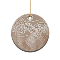 Aotearoa Maori Koru Curves Ceramic Ornament Silver Ferns - Mocha LT7 - Polynesian Pride