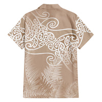 Aotearoa Maori Koru Curves Family Matching Short Sleeve Bodycon Dress and Hawaiian Shirt Silver Ferns - Mocha LT7 - Polynesian Pride