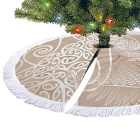 Aotearoa Maori Koru Curves Tree Skirt Silver Ferns - Mocha LT7 - Polynesian Pride