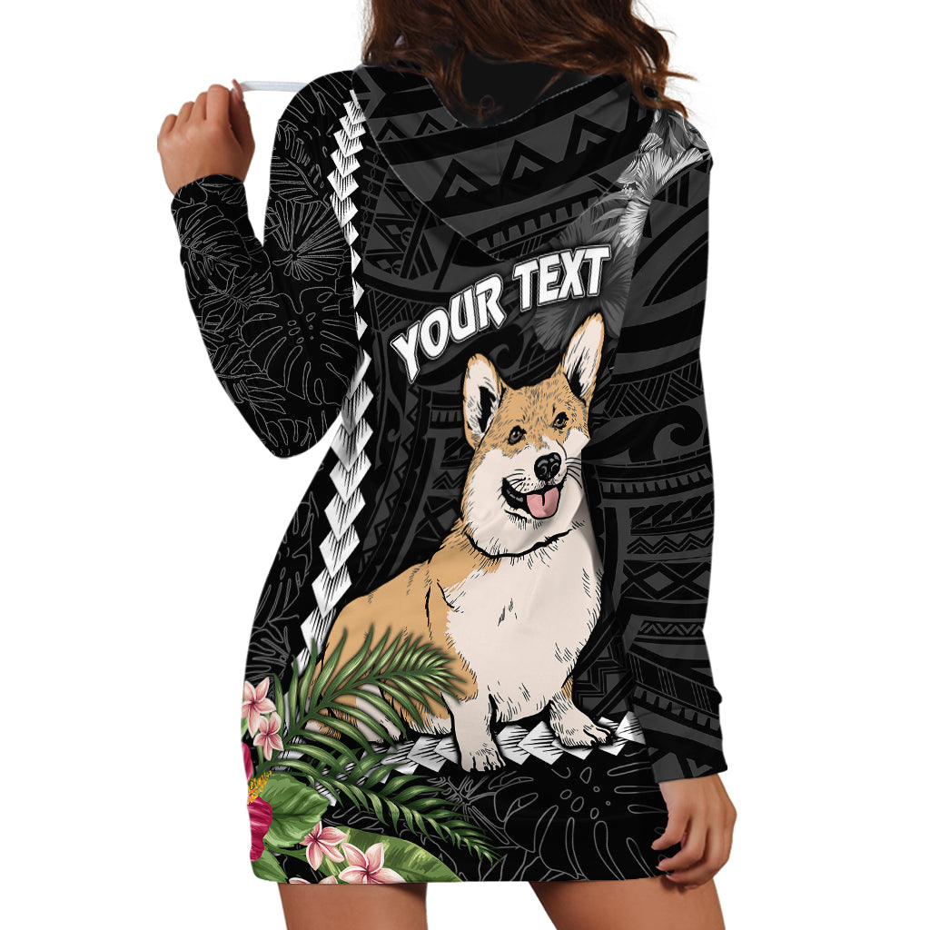 Personalised Polynesian Dog Hoodie Dress Corgi Mix Tropical Flowers LT7 - Polynesian Pride