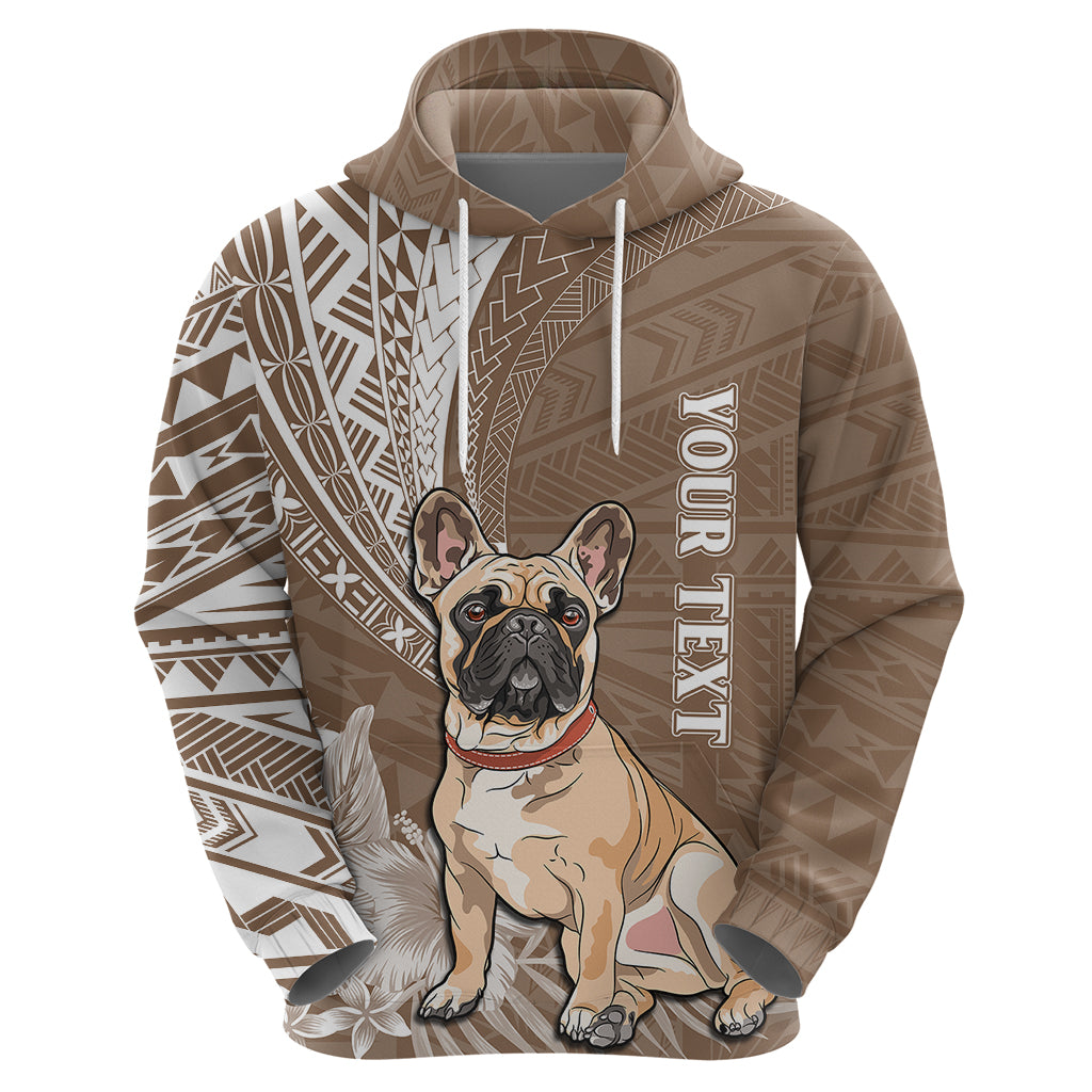Custom Polynesian Pacific Bulldog Hoodie With Brown Hawaii Tribal Tattoo Patterns LT7 - Polynesian Pride