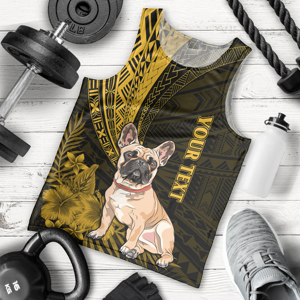 Personalised Polynesian Pacific Bulldog Men Tank Top With Gold Hawaii Tribal Tattoo Patterns LT7 Gold - Polynesian Pride