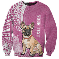 Personalised Polynesian Pacific Bulldog Sweatshirt With Pink Hawaii Tribal Tattoo Patterns LT7 Unisex Pink - Polynesian Pride