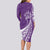 Personalised Polynesian Pacific Bulldog Long Sleeve Bodycon Dress With Violet Hawaii Tribal Tattoo Patterns LT7 - Polynesian Pride