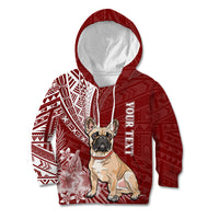 Personalised Polynesian Pacific Bulldog Kid Hoodie With Red Hawaii Tribal Tattoo Patterns LT7 Hoodie Red - Polynesian Pride