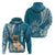 Custom Polynesian Pacific Bulldog Hoodie With Teal Hawaii Tribal Tattoo Patterns LT7 - Polynesian Pride