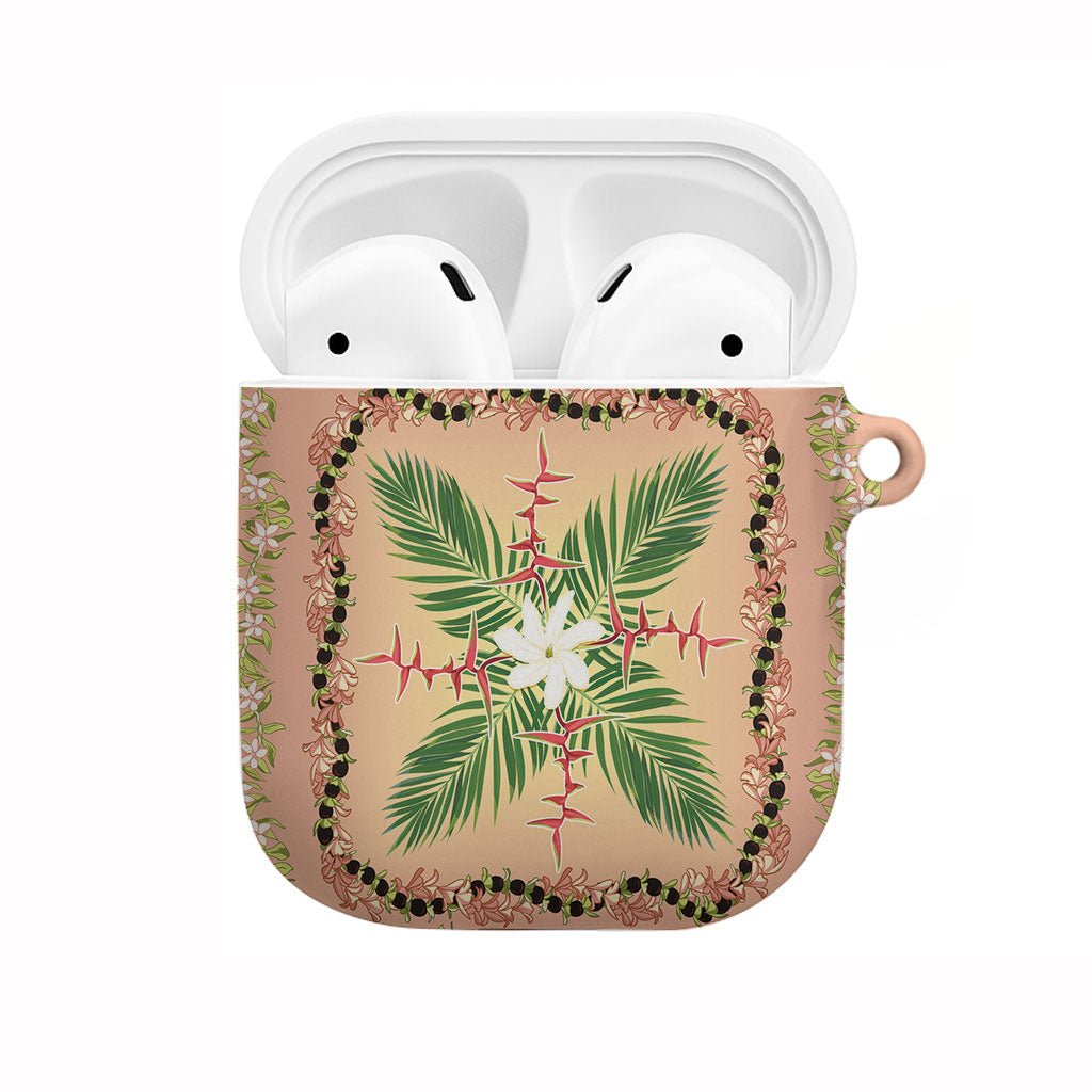 Hawaii Quilt Inspired Collection Aloha Flowers AirPods Case Maile - Kukui Nut Lei