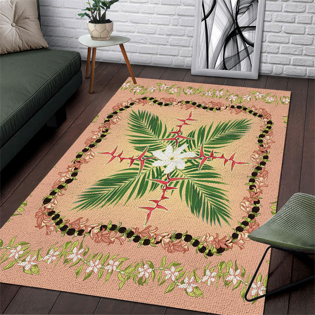 Hawaii Quilt Inspired Collection Aloha Flowers Area Rug Maile - Kukui Nut Lei