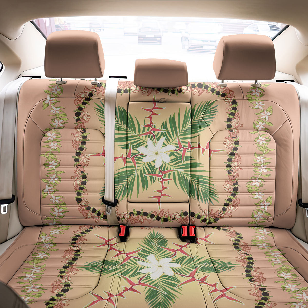 Hawaii Quilt Inspired Collection Aloha Flowers Back Car Seat Cover Maile - Kukui Nut Lei