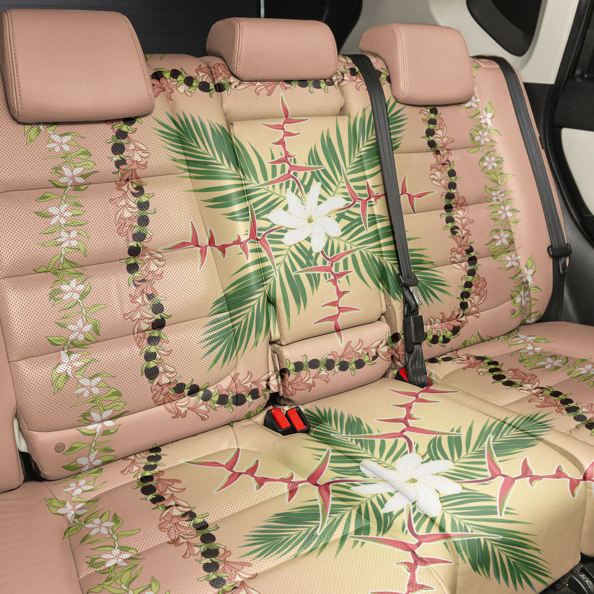 Hawaii Quilt Inspired Collection Aloha Flowers Back Car Seat Cover Maile - Kukui Nut Lei