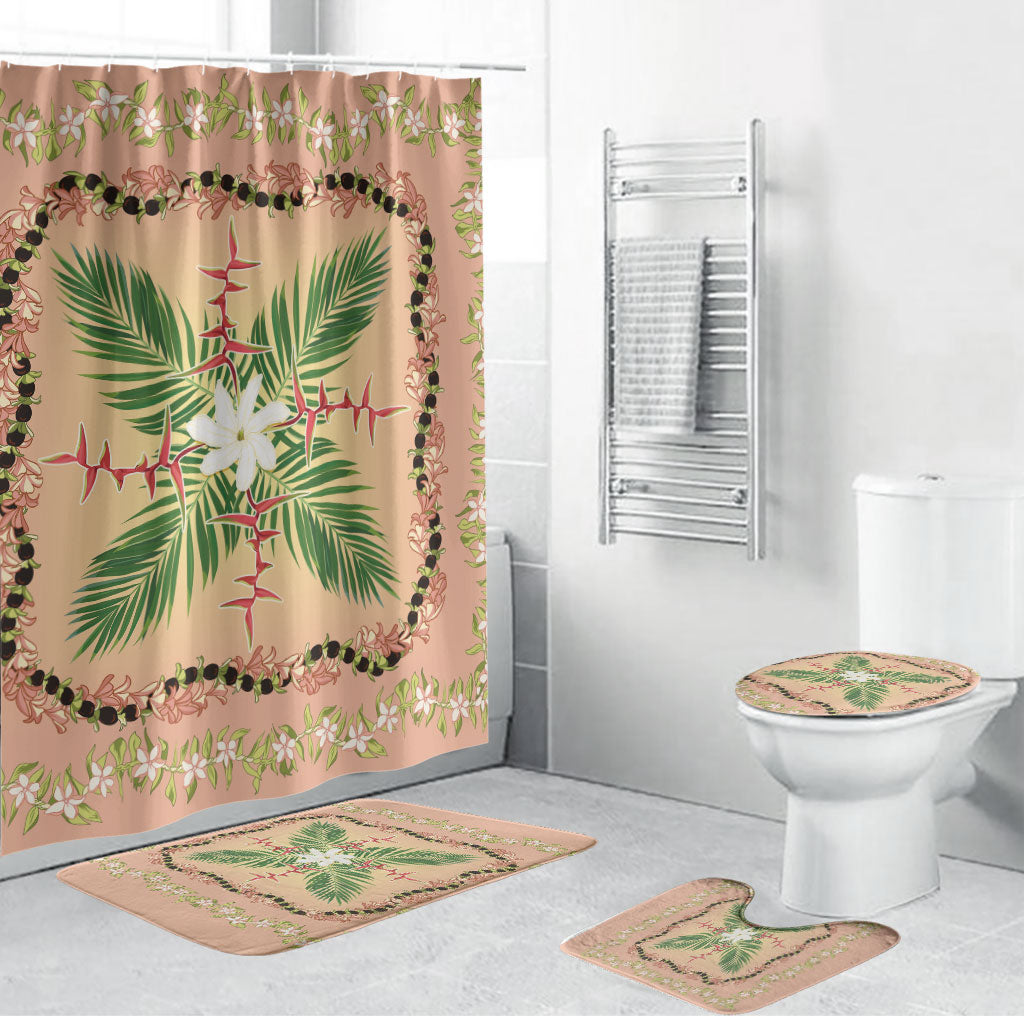 Hawaii Quilt Inspired Collection Aloha Flowers Bathroom Set Maile - Kukui Nut Lei