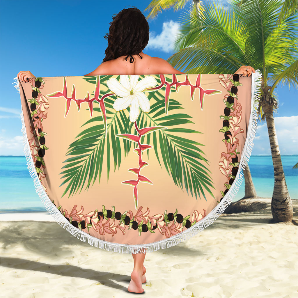 Hawaii Quilt Inspired Collection Aloha Flowers Beach Blanket Maile - Kukui Nut Lei