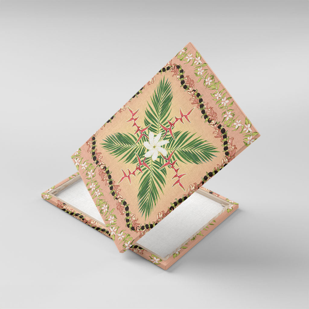 Hawaii Quilt Inspired Collection Aloha Flowers Canvas Wall Art Maile - Kukui Nut Lei